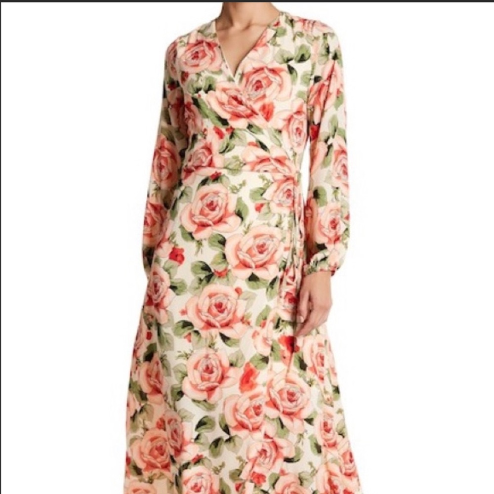 Bobeau Floral Print Maxi Wrap Dress Size XS
